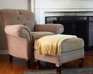 Three cushion couch with matching chair and ottoman.  Sold as a three piece set.  