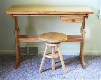 drafting table with adjustable stool