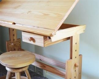 drafting table with adjustable height. 