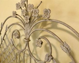 Detail pic, Italian Iron Scroll and Floral Tole headboard 