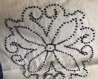 Hand stitched and embroidered unfinished quilt