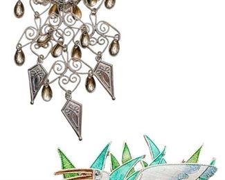Fine Jewelry: Sterling Brooches
Enameled water bird
