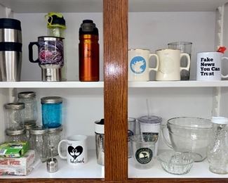 Coffee mugs, mason jars, reusable bottles, measuring cups, citrus reamer