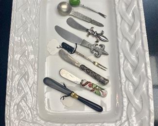 Pier One serving tray, decorative serving knives