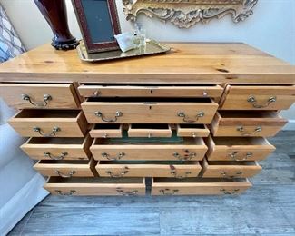 Detail pic, 17 drawer Pine Dresser 