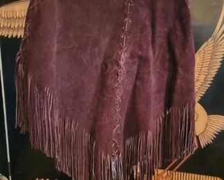 suede fringe shawl