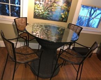 Glass High Top Table with 4 Chairs- $300