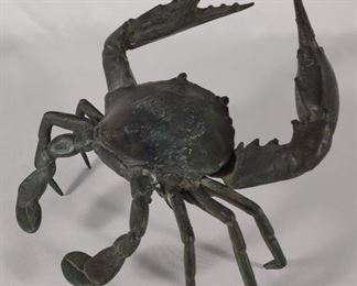 Patinated Bronze Crab Sculpture
