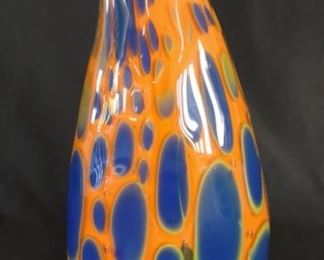 Helen Tegeler Signed Vibrant Art Glass Vase