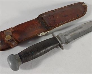 WWII RH Pal 36 Fighting Knife w/ Leather Sheath