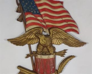 Vintage Sexton Painted Aluminum Eagle & Flag