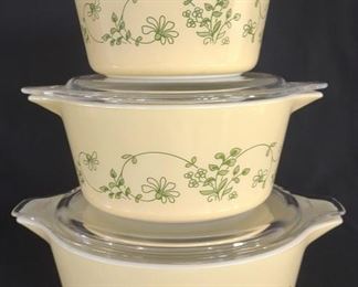 Set of 3 Vintage Pyrex Shenandoah Casserole & Lids