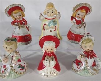 6 Vintage 1950s Christmas Bell Figurines (Japan)