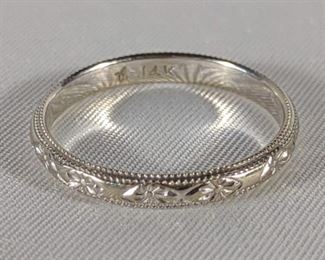 14K White Gold Milgrain Ring (sz 6.5)