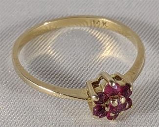 14K Yellow Gold Ruby Cluster Ring (sz 5.75)