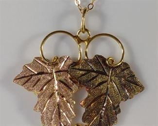 12K Gold Grape Pendant & 14K Necklace Chain