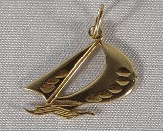 14K Gold Sailboat Pendant