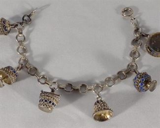 Vintage Etruscan Style Silver Charm Bracelet