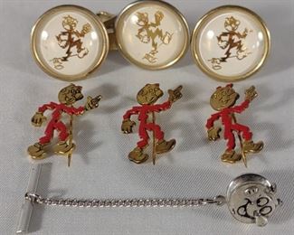 Vintage Mr Reddy Kilowatt Pin & Cufflink Set