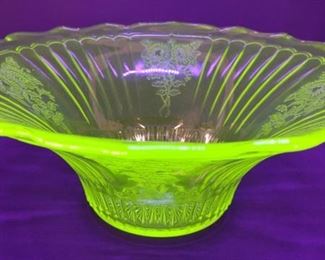 Vintage Uranium Mayfair Green Glass Bowl