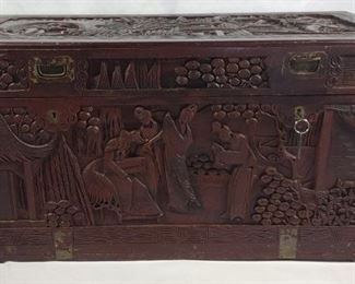 Chinese Carved Camphor Chest 40"x21"x19" Hung Hop