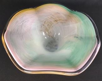 Pastel Sherbet Colored Art Glass Bowl
