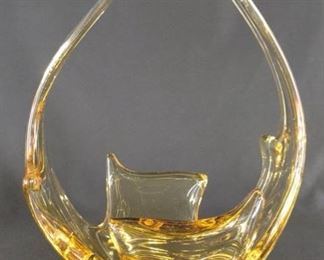 Amber Freeform Art Glass Chalet Style Bowl