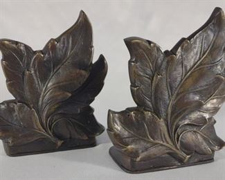 Pair of Vintage Gatco Brass Leaf Bookends