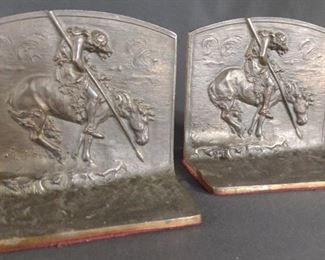 Copper Coated Cast Iron End of the Trail Bookends