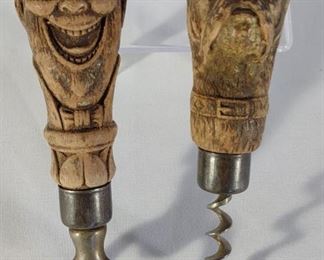 Syroco Wood Carved Cork Screw & Bottle Opener