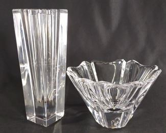 Orrefors Signed Crystal Glass Vase & Bowl