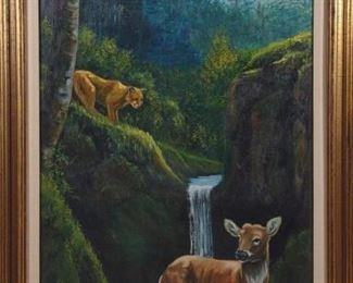 Original Canvas Painting of Mountain Valley