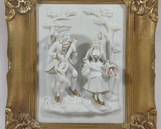 Dresden Alt Meissen Bisque Relief Framed Art