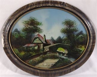 In The Highlands Scotland Reverse Glass Painting