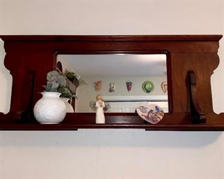 Wood Shelf w/ Mirror 42"W x 19"H x 8"D