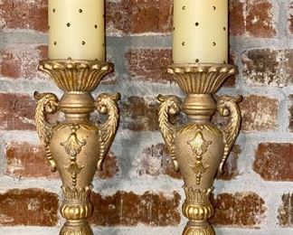 Pair of Gold Candlestick Holders
