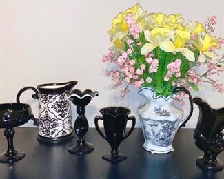 Black/White Glass & Pottery