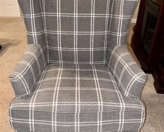 Gray & White Plaid Accent Chair