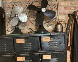 old fan collection and early metal locker