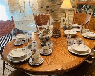 dining  room  table  and six  chairs  plus  matching  china  cabinet
