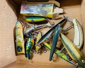Vintage wooden fishing lures