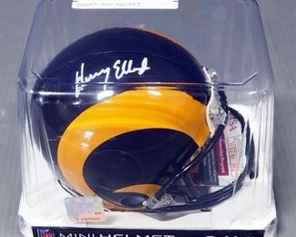 Henry Ellard (LA Rams) Autographed Mini Helmet, Certified By JSA, With COA Card And Sticker