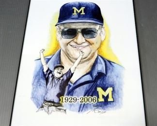 Bo Schembechler (Michigan Football) Print By Barton, Signed And Numbered 30/50, Framed