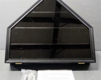 Base Plate Shaped Display Shadow Box, Four Shelves, Includes Key And Hardware