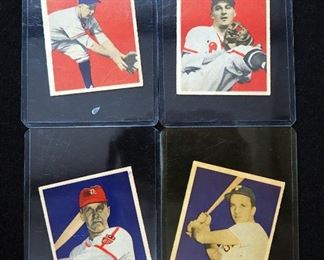 1949 Bowman Enos Slaughter #65, Ralph Kiner #29, Warren Spahn #33, And Pee Wee Reese #36, All HOF