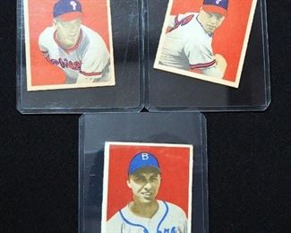 1949 Bowman Rookie Lot, Includes Robin Roberts #46, HOF, Gil Hodges #100, HOF, And Curt Simmons #14
