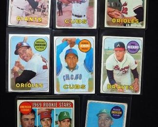 1969 Topps Jackson #260, Niekro #355, Jenkins #640, Robinson #550, Palmer #573, McCovey #440, Williams #450, All HOF, And A.L. Rookie Stars #597