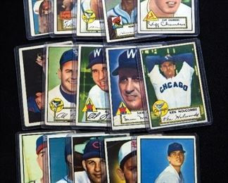 1952 Topps #46, #47, #50, #63, #68, #69, #70, #93, #94, #95, #140, #141, #142, #143, And #144, Total Qty 15