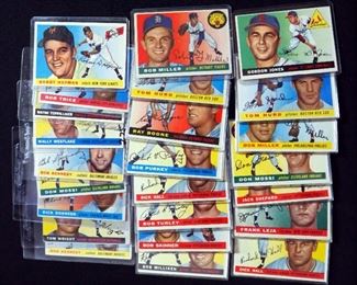 1955 Topps Lot Of 24, Includes Tom Hurd, Ray Boone, Don Mossi, Dick Hall, Bob Miller, And More, See Photos