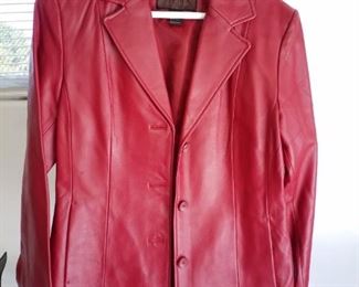 Red leather coat